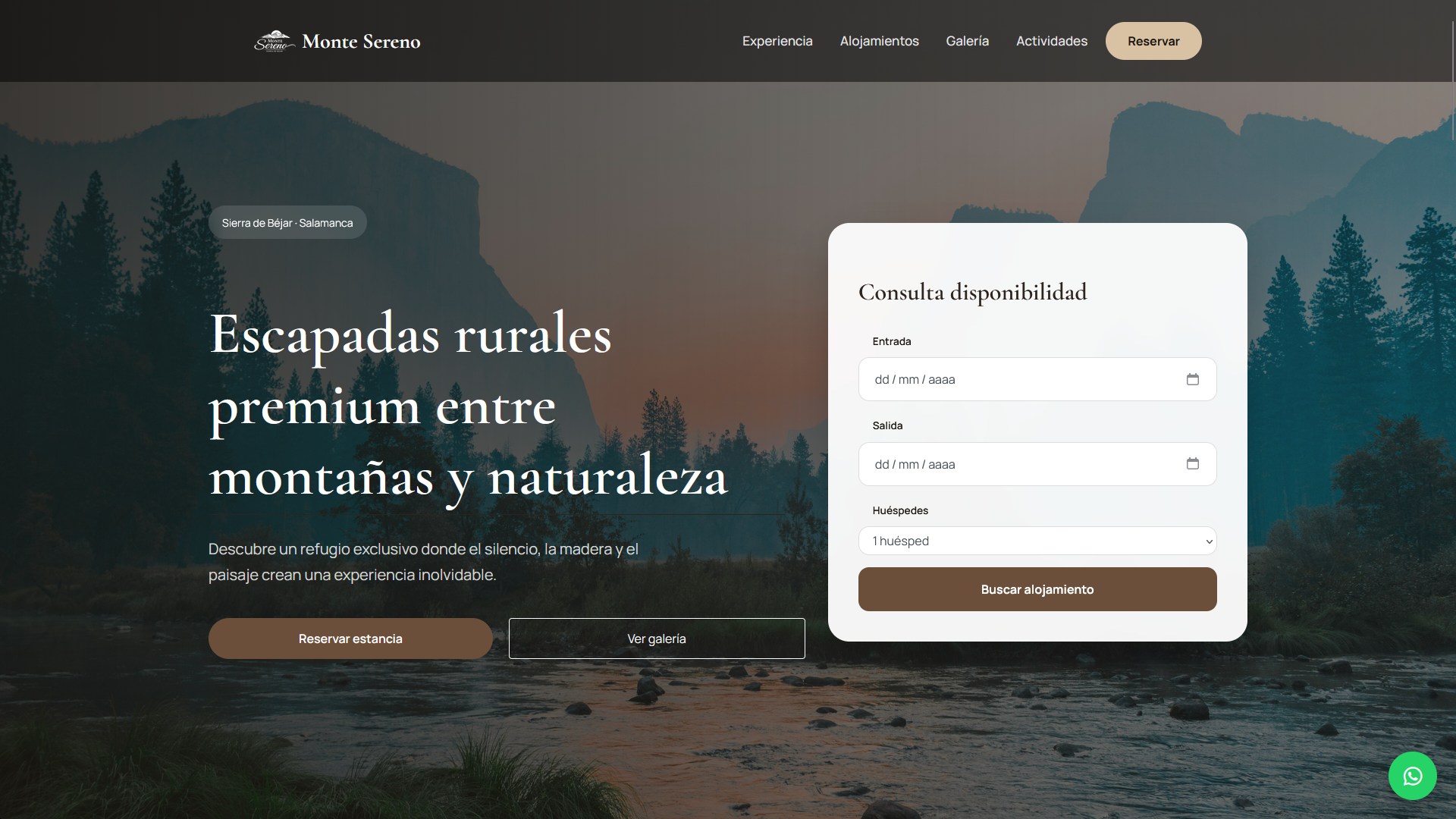 Portada de la web para alojamientos rurales